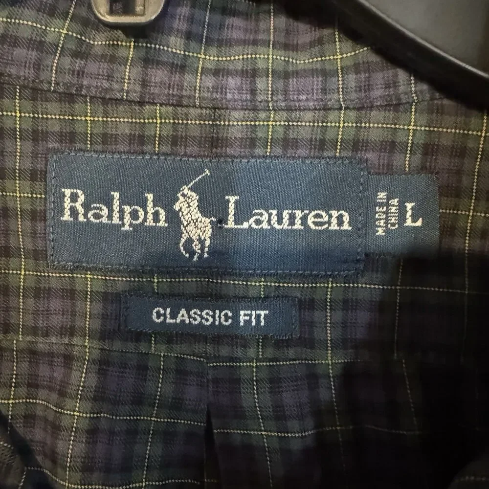 Polo Ralph Lauren Shirt Mens Large L Classic Fit Plaid Button Down Long Sleeve